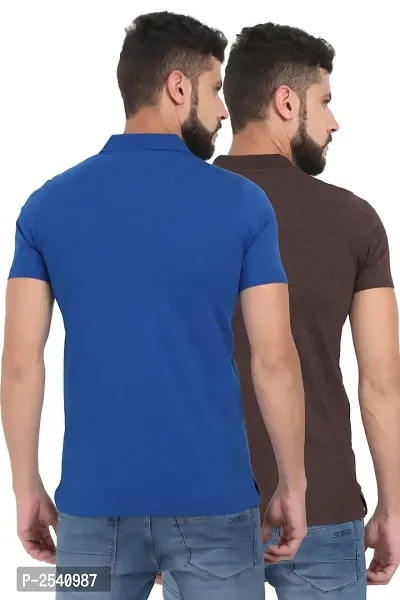 Men Multicoloured Solid Cotton Polo T-Shirt Combo (Pack of 2)-thumb2