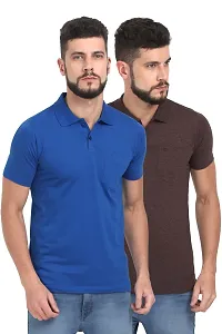 Men Multicoloured Solid Cotton Polo T-Shirt Combo (Pack of 2)-thumb4