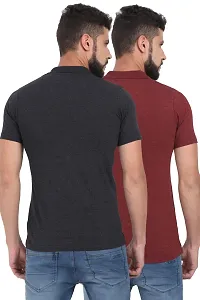 Men Multicoloured Solid Cotton Polo T-Shirt Combo (Pack of 2)-thumb1