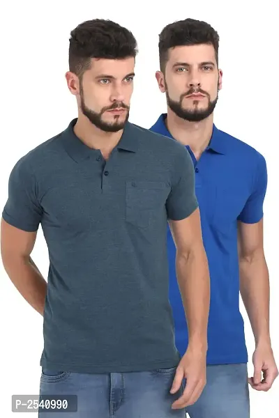 Multicoloured Cotton Polos For Men-thumb0