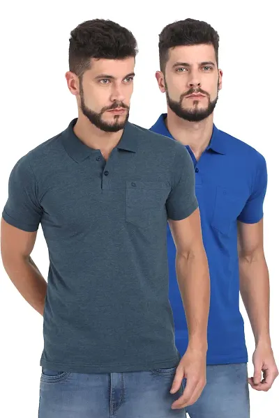 Pack Of 2 Solid Cotton Polo T-shirts