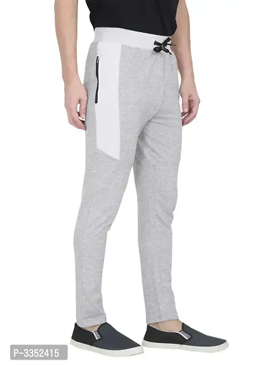 Men's White Cotton Solid Comfort Fit Regular Track Pants-thumb3