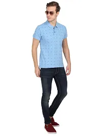 Men's Blue Cotton Printed Polos-thumb4