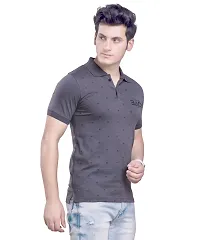 Reliable Grey Cotton Printed Polos For Men-thumb1