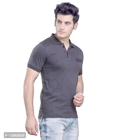 Reliable Grey Cotton Printed Polos For Men-thumb2