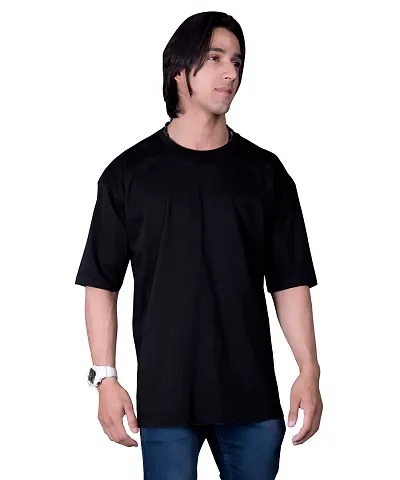Stylish Drop Shoulder Oversized Printed Cotton Round Neck Tshirt For Men
