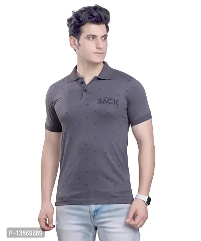 Reliable Grey Cotton Printed Polos For Men-thumb0