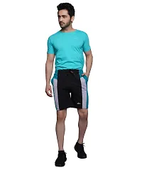 Stylish Black Cotton Colourblocked Regular Shorts For Men-thumb1