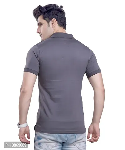 Reliable Grey Cotton Printed Polos For Men-thumb3