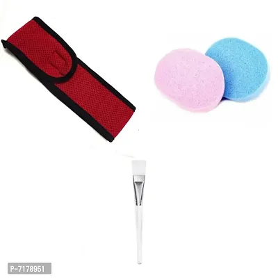 Women Facial Sponges Wipes Brush Headband Combo For Cleansing Face Reusable