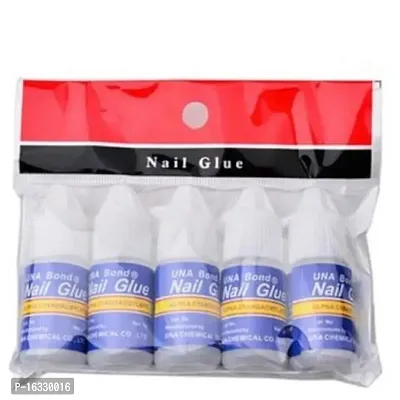 Nail Glue For Artificial Nail Artificial Nail Glue Waterproof Nail Glue For Acrylic nails Professional Nail Art Glue For Fake/False Nails- (package contains 5 pcs nail glue 3gm Each-thumb0