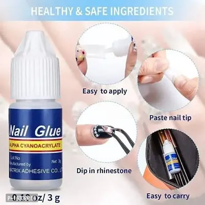 Nail Glue For Artificial Nail Artificial Nail Glue Waterproof Nail Glue For Acrylic nails Professional Nail Art Glue For Fake/False Nails- (package contains 5 pcs nail glue 3gm Each-thumb4