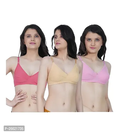 Stylish Multicoloured Cotton Blend Solid Bras For Women