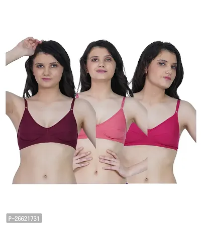 Stylish Multicoloured Cotton Blend Solid Bras For Women