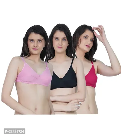 Stylish Multicoloured Cotton Blend Solid Bras For Women-thumb0