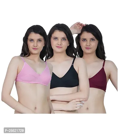 Stylish Multicoloured Cotton Blend Solid Bras For Women