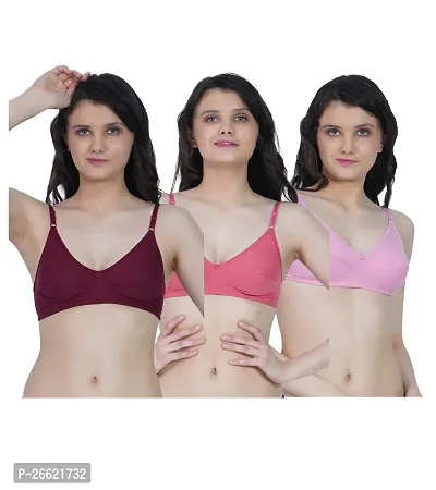 Stylish Multicoloured Cotton Blend Solid Bras For Women