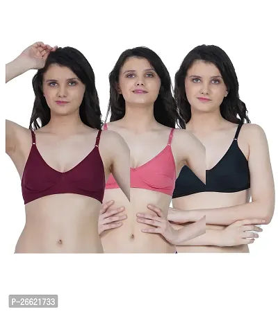 Stylish Multicoloured Cotton Blend Solid Bras For Women-thumb0