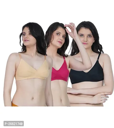 Stylish Multicoloured Cotton Blend Solid Bras For Women