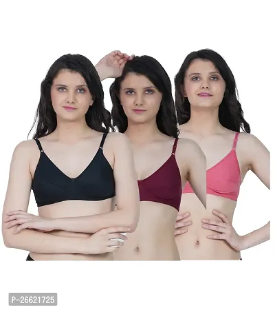 Stylish Multicoloured Cotton Blend Solid Bras For Women