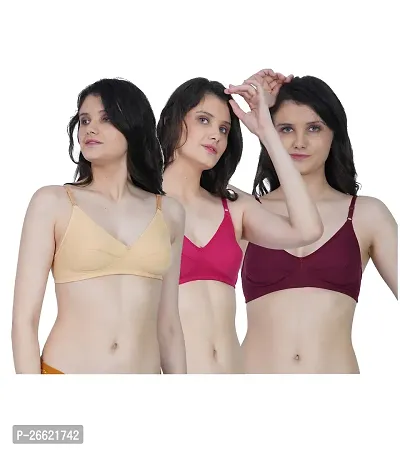 Stylish Multicoloured Cotton Blend Solid Bras For Women