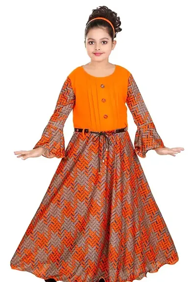 SFC FASHIONS Cotton Blend Maxi/Full Length Casual Dress for Girls Kids (GA-101)