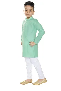 Fashion Garment Kids Ethnics Wear Kurta Pajama Set | Ethnics & Festive Colours (Light Green, 6-9 Months)-thumb1