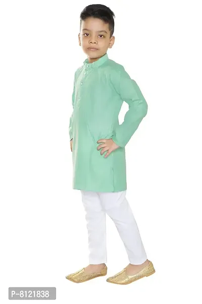 Fashion Garment Kids Ethnics Wear Kurta Pajama Set | Ethnics & Festive Colours (Light Green, 6-9 Months)-thumb2