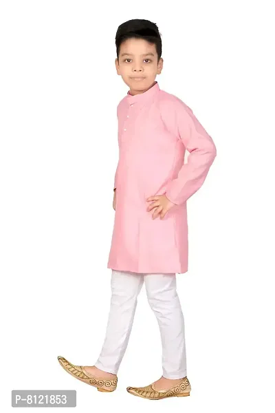 Fashion Garment Kids Ethnics Wear Kurta Pajama Set | Ethnics & Festive Colours (Baby Pink, 8-9 Years)-thumb2