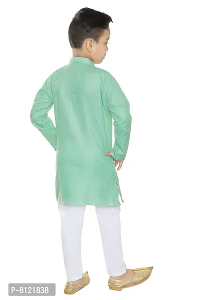 Fashion Garment Kids Ethnics Wear Kurta Pajama Set | Ethnics & Festive Colours (Light Green, 6-9 Months)-thumb3