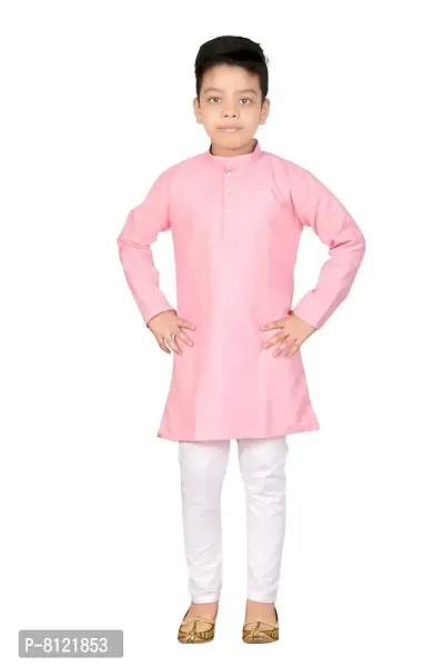 Fashion Garment Kids Ethnics Wear Kurta Pajama Set | Ethnics & Festive Colours (Baby Pink, 8-9 Years)-thumb0