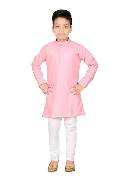 Fashion Garment Kids Ethnics Wear Kurta Pajama Set | Ethnics & Festive Colours (Baby Pink, 8-9 Years)