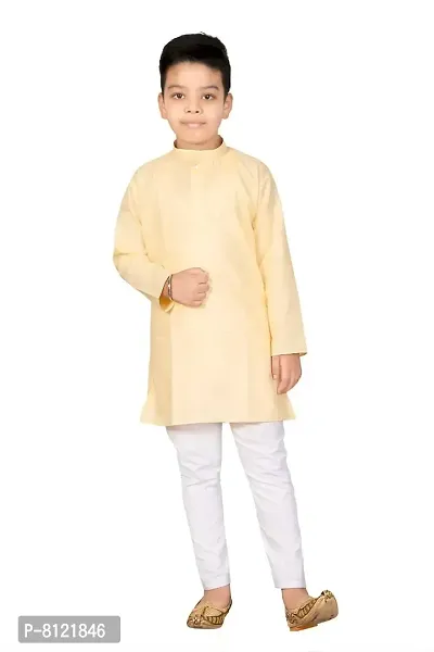 Fashion Garment Kids Ethnics Wear Kurta Pajama Set | Ethnics & Festive Colours (Gold, 1-2 Years)-thumb0