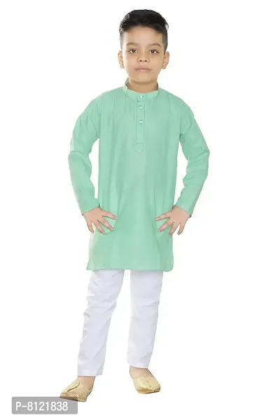 Fashion Garment Kids Ethnics Wear Kurta Pajama Set | Ethnics & Festive Colours (Light Green, 6-9 Months)-thumb0