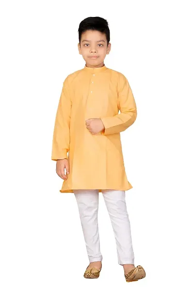 Fashion Garment Kids Ethnics Wear Kurta Pajama Set | Ethnics & Festive Colours (Gold, 1-2 Years)