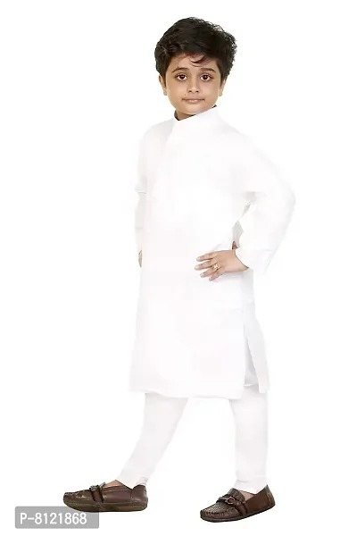 Fashion. Kid's Ethnics Wear Kurta Pyjama Garment Set (White, 9-12 Months)-thumb2