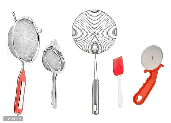 5 No Soup-Tea-Jhara-M Oil Brush-Red Pizza Cutter Stainless Steel Strainers And Sieves