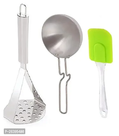 Ss Masher-Silver Tadka Pan-Big Spatula Only Stainless Steel Spatulas