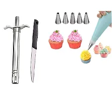 Stainless Steel Gas Lighter With Knife  6 Pcs Stainless Steel Reusable Washable Cake Nozzle Silicone Icing Piping Cream Pastry Making Bag.2 Pcs-thumb1