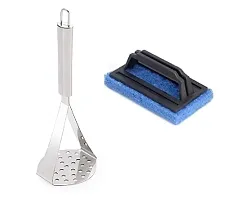 Stainless Steel Potato Vegetable Pav Bhaji Big Masher  Bathroom Floor Cleaning Brush.(Pack of 2 Pcs) S1-thumb1