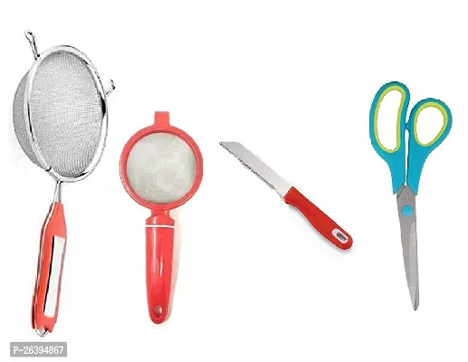 5 No Soup-Plastic Tea-Knife-Big Scissors Stainless Steel Strainers And Sieves