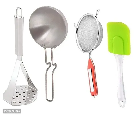 Ss Masher-Silver Tadka Pan-Soup-Big Spatula Only Stainless Steel Spatulas