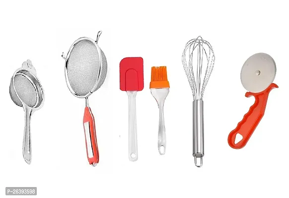 Tea-4 No Soup-B Spatula Set-Red Pizza Cutter Stainless Steel Strainers And Sieves