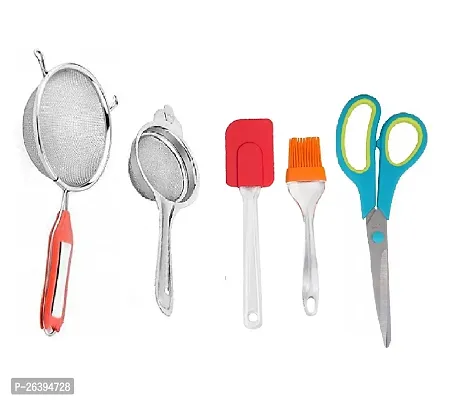 4 No Soup-Tea-B Spatula Set-Big Scissors Stainless Steel Strainers And Sieves