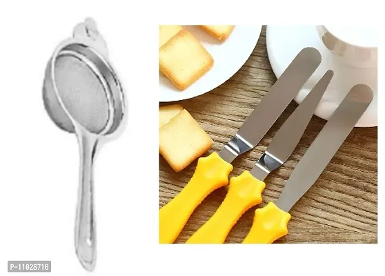 Trendy Stainless Steel Tea Strainer With 3Pcs Knife Set