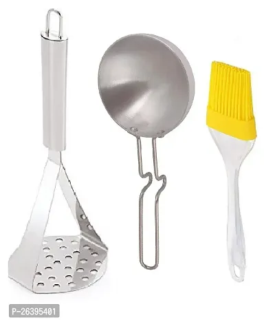 Ss Masher-Silver Tadka Pan-Big Oil Brush Onlystainless Steel Pressers And Mashers-thumb0