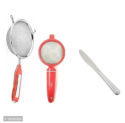 4 No Soup-Plastic Tea-Butter Knife Stainless Steel Strainers And Sieves