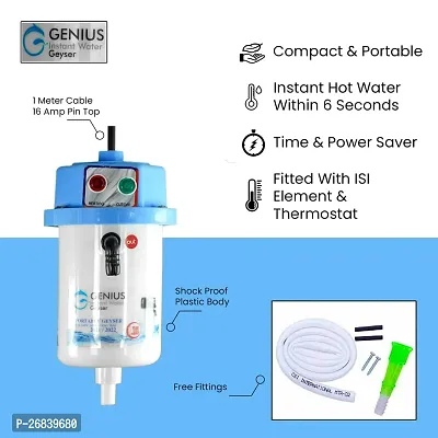 Genius 1 L Instant Water Geyser (1 L Instant Portable Water Geyser With Installation Kit, Blue, White)-thumb5