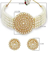 Gorgeous White Colour Studded With Artificial Stone And Beads Necklace Set For Women And Girls-thumb3
