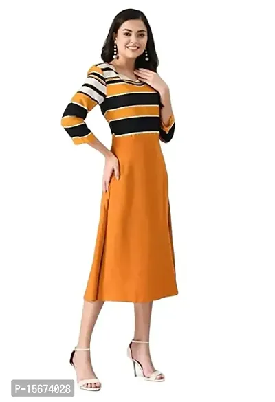 Mahtab Enterprises Women's Round Neck Dress Stylish Dress Midi Length with Ruffle Dress for Girls-thumb0